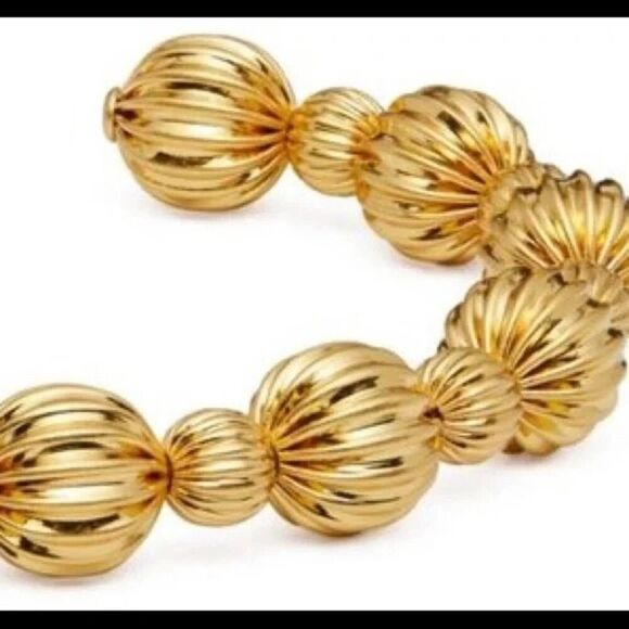 NWT Tory Burch Gold Bead Fluted Cuff Bracelet - Picture 3 of 5